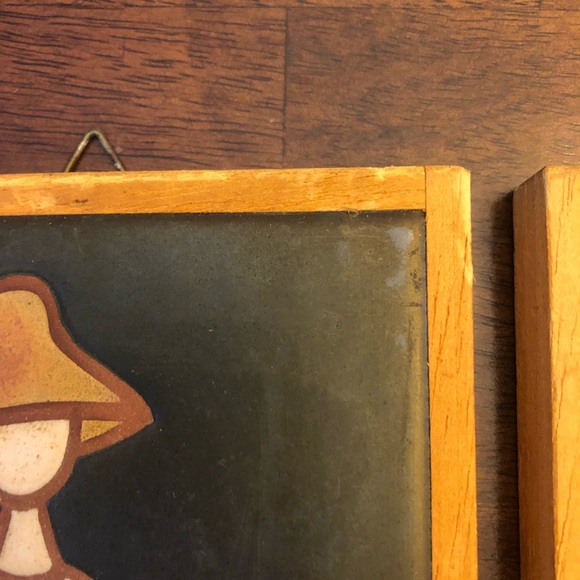 Handmade in Greece Framed Pottery tiles - girl / boy farmerunsigned, GUC - Picture 10 of 16